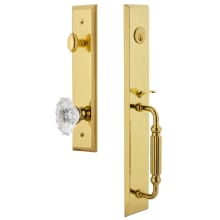 Fifth Avenue Solid Brass Rose Dummy Full Plate "F" Grip Handleset with Biarritz Crystal Knob