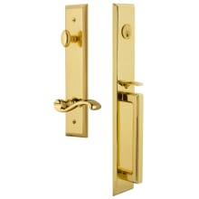 Fifth Avenue Solid Brass Rose Left Handed Dummy Full Plate "D" Grip Handleset with Portofino Lever