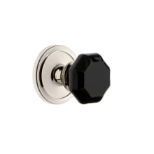 Circulaire Solid Brass Rose Passage Door Knob Set with Lyon Black Crystal Knob and 2-3/8" Backset
