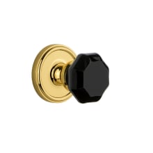 Georgetown Solid Brass Rose Passage Door Knob Set with Lyon Black Crystal Knob and 2-3/4" Backset