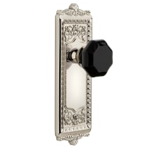 Windsor Solid Brass Rose Passage Door Knob Set with Lyon Black Crystal Knob and 2-3/4" Backset