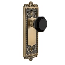 Windsor Solid Brass Rose Passage Door Knob Set with Lyon Black Crystal Knob and 2-3/4" Backset
