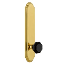 Arc Solid Brass Tall Plate Passage Door Knob Set with Lyon Black Crystal Knob and 2-3/8" Backset