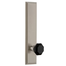 Carre Solid Brass Tall Plate Dummy Door Knob Set with Lyon Black Crystal Knob
