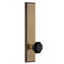 Carre Solid Brass Tall Plate Dummy Door Knob Set with Lyon Black Crystal Knob