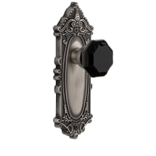 Grande Victorian Solid Brass Rose Privacy Door Knob Set with Lyon Black Crystal Knob and 2-3/4" Backset