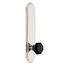 Arc Solid Brass Tall Plate Left Handed Privacy Door Knob Set with Lyon Black Crystal Knob and 2-3/8" Backset