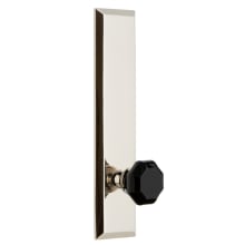 Fifth Avenue Solid Brass Tall Plate Left Handed Privacy Door Knob Set with Lyon Black Crystal Knob and 2-3/4" Backset