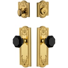 Parthenon Solid Brass Rose Single Cylinder Keyed Entry Deadbolt and Knobset Combo Pack with Lyon Black Crystal Knob and 2-3/4" Backset