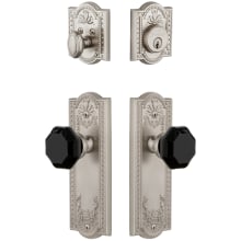 Parthenon Solid Brass Rose Single Cylinder Keyed Entry Deadbolt and Knobset Combo Pack with Lyon Black Crystal Knob and 2-3/8" Backset