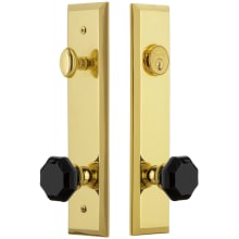 Fifth Avenue Solid Brass Rose Tall Plate Single Cylinder Keyed Entry Door Knob Set with Lyon Knob and 2-3/4" Backset