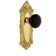 Grande Victorian Solid Brass Rose Passage Door Knob Set with Coventry Knob and 2-3/8" Backset