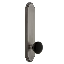 Arc Solid Brass Tall Plate Left Handed Privacy Door Knob Set with Coventry Knob and 2-3/4" Backset