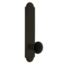 Arc Solid Brass Tall Plate Left Handed Privacy Door Knob Set with Coventry Knob and 2-3/4" Backset