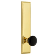 Carre Solid Brass Tall Plate Left Handed Privacy Door Knob Set with Coventry Knob and 2-3/4" Backset
