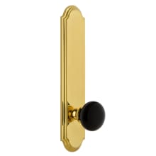 Arc Solid Brass Tall Plate Right Handed Privacy Door Knob Set with Coventry Knob and 2-3/8" Backset
