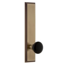 Carre Solid Brass Tall Plate Right Handed Privacy Door Knob Set with Coventry Knob and 2-3/4" Backset