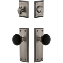 Fifth Avenue Solid Brass Rose Single Cylinder Keyed Entry Deadbolt and Knobset Combo Pack with Coventry Knob and 2-3/4" Backset