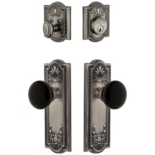 Parthenon Solid Brass Rose Single Cylinder Keyed Entry Deadbolt and Knobset Combo Pack with Coventry Knob and 2-3/8" Backset