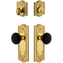 Parthenon Solid Brass Rose Single Cylinder Keyed Entry Deadbolt and Knobset Combo Pack with Coventry Knob and 2-3/8" Backset