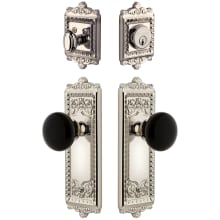 Windsor Solid Brass Rose Single Cylinder Keyed Entry Deadbolt and Knobset Combo Pack with Coventry Knob and 2-3/8" Backset