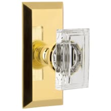 Carre Crystal Solid Brass Passage Door Knob Set with Fifth Avenue Short Trim from the Concealed Screw Collection - 2-3/8" Backset