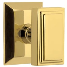 Carre Solid Brass Passage Door Knob Set with Fifth Avenue Square Trim from the Concealed Screw Collection - 2-3/8" Backset