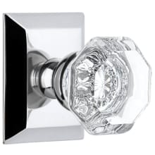 Chambord Crystal Solid Brass Passage Door Knob Set with Fifth Avenue Square Trim from the Concealed Screw Collection - 2-3/8" Backset