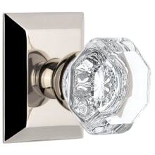 Chambord Crystal Solid Brass Passage Door Knob Set with Fifth Avenue Square Trim from the Concealed Screw Collection - 2-3/8" Backset