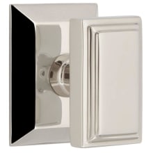 Carre Solid Brass Privacy Door Knob Set with Fifth Avenue Square Trim from the Concealed Screw Collection - 2-3/8" Backset