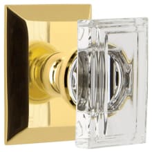 Carre Crystal Solid Brass Non-Turning Two-Sided Dummy Door Knob Set with Fifth Avenue Square Trim from the Concealed Screw Collection