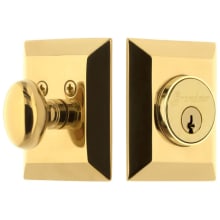 Fifth Avenue Square Single Cylinder Solid Brass Deadbolt with 2-3/8" Backset