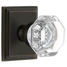 Chambord Crystal Solid Brass Non-Turning Two-Sided Dummy Door Knob Set with Carre Square Trim from the Concealed Screw Collection