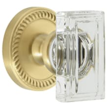 Carre Crystal Solid Brass Passage Door Knob Set with Newport Trim from the Concealed Screw Collection - 2-3/8" Backset