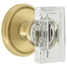 Carre Crystal Solid Brass Passage Door Knob Set with Soleil Trim from the Concealed Screw Collection - 2-3/8" Backset