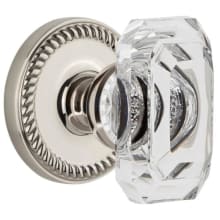 Baguette Crystal Solid Brass Passage Door Knob Set with Newport Trim from the Concealed Screw Collection - 2-3/8" Backset