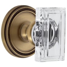 Carre Crystal Solid Brass Passage Door Knob Set with Soleil Trim from the Concealed Screw Collection - 2-3/4" Backset