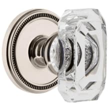 Baguette Crystal Solid Brass Privacy Door Knob Set with Soleil Trim from the Concealed Screw Collection - 2-3/4" Backset