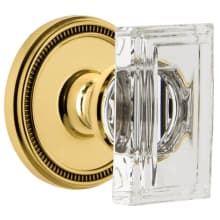 Carre Crystal Solid Brass Privacy Door Knob Set with Soleil Trim from the Concealed Screw Collection - 2-3/8" Backset