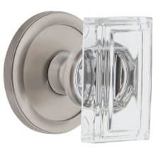 Carre Crystal Solid Brass Non-Turning Two-Sided Dummy Door Knob Set with Circulaire Trim from the Concealed Screw Collection