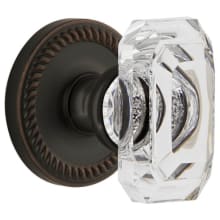 Baguette Crystal Solid Brass Non-Turning One-Sided Dummy Door Knob with Newport Trim from the Concealed Screw Collection