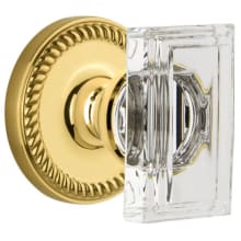 Carre Crystal Solid Brass Non-Turning One-Sided Dummy Door Knob with Newport Trim from the Concealed Screw Collection