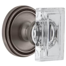 Carre Crystal Solid Brass Non-Turning One-Sided Dummy Door Knob with Soleil Trim from the Concealed Screw Collection