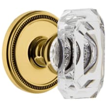 Baguette Crystal Solid Brass Non-Turning Two-Sided Dummy Door Knob Set with Soleil Trim from the Concealed Screw Collection