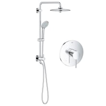 Retro-Fit Pressure Balance Shower System with Single Function Shower Head and Hand Shower, Slide Bar and Valve Trim - Less Valve