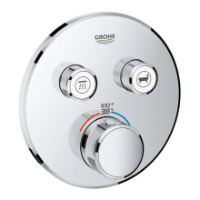 Grohtherm Dual Function Thermostatic Valve Trim Only with Triple Knob Handles and Volume Control - Less Rough In