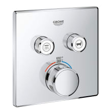 Grohtherm Two Function Thermostatic Valve Trim Only with Triple Knob / Push Button Handles, Integrated Diverter, and Volume Control - Less Rough In