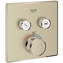 Grohtherm Two Function Thermostatic Valve Trim Only with Triple Knob / Push Button Handles, Integrated Diverter, and Volume Control - Less Rough In