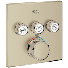 Grohtherm Three Function Thermostatic Valve Trim Only with Four Knob / Push Button Handles, Integrated Diverter, and Volume Control - Less Rough In