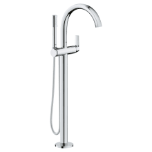Defined Floor Mounted Tub Filler with Built-In Diverter and Hand Shower - Less Rough In
